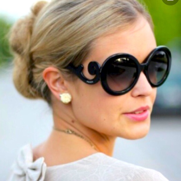 New Prada Black Precious Ornate Baroque Sunglasses